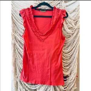 Super soft salmon colored 100% cotton ruffle tank